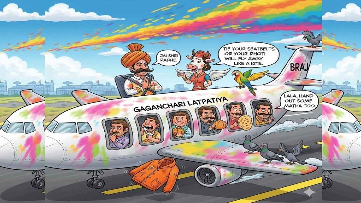 बृज की एयरलाइंस, brij ki airline, cartoon by mitesh