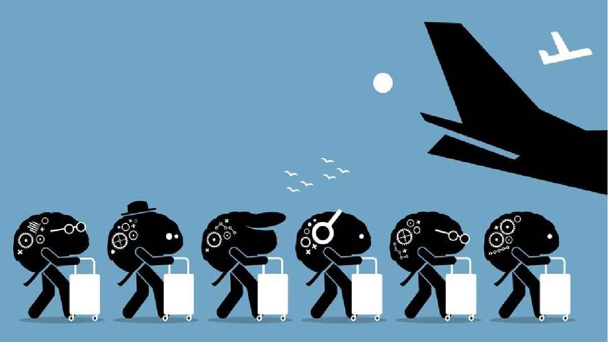 brain drain, ब्रेन ड्रेन, cartoon, vecteezy