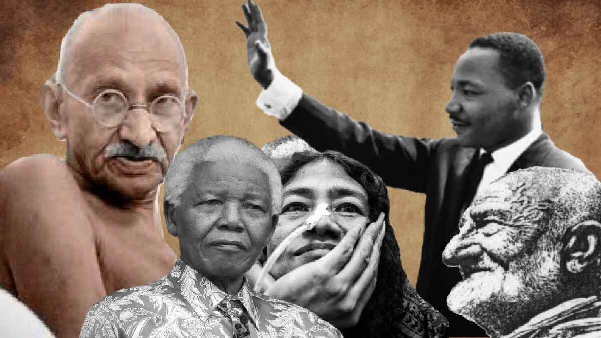 gandhi, mandela, martin luther, irom sharmila, khan abdul gaffar khan