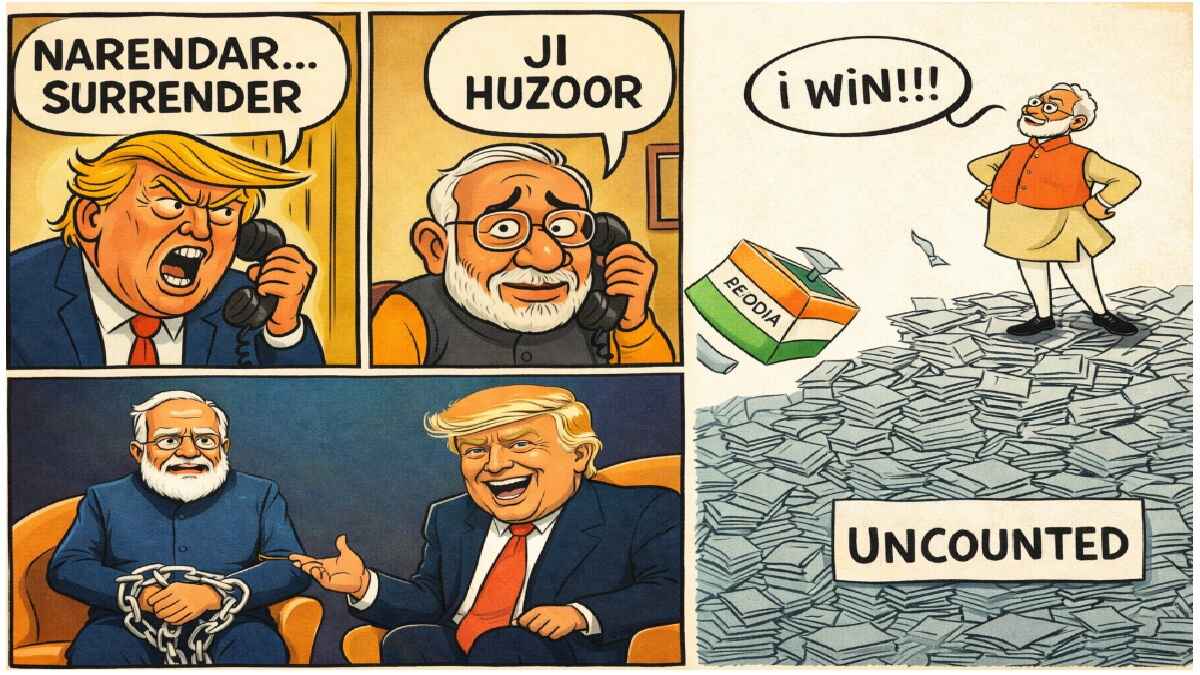 modi cartoon, trump cartoon, political cartoons