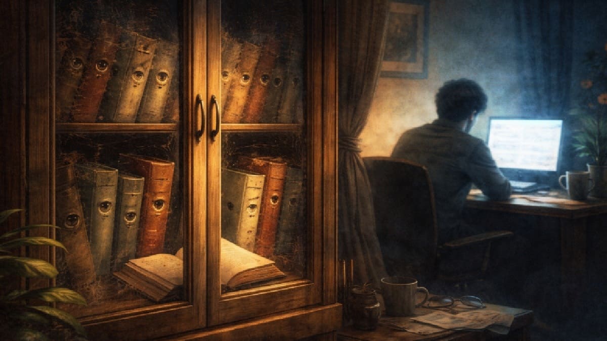 books, computer, screen, book shelf, kitabein