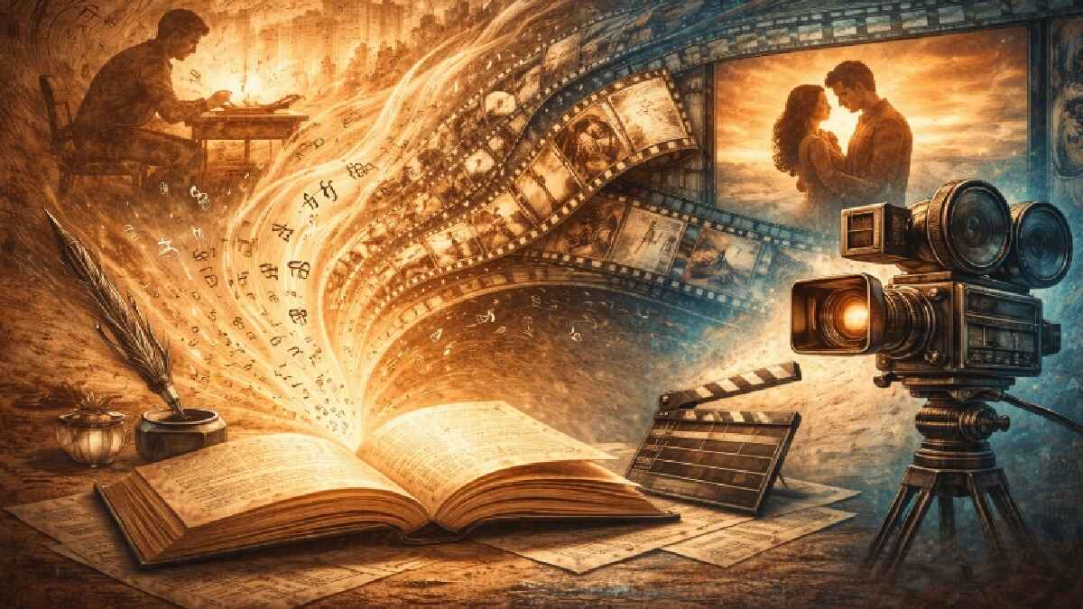 साहित्य, सिनेमा, book, cinema, reel, camera, literature