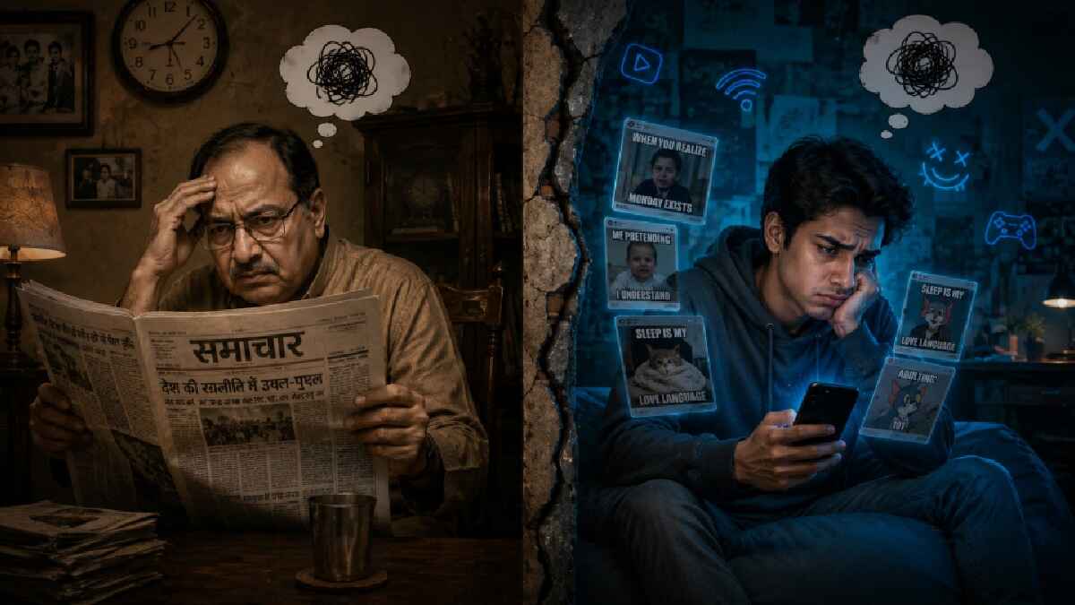 gen-z, boomers, newspaper, mobile phone, memes