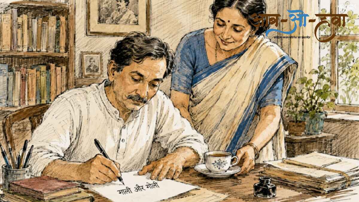 pati patni, lekhak, chai, couple, home, tea, man woman sketch