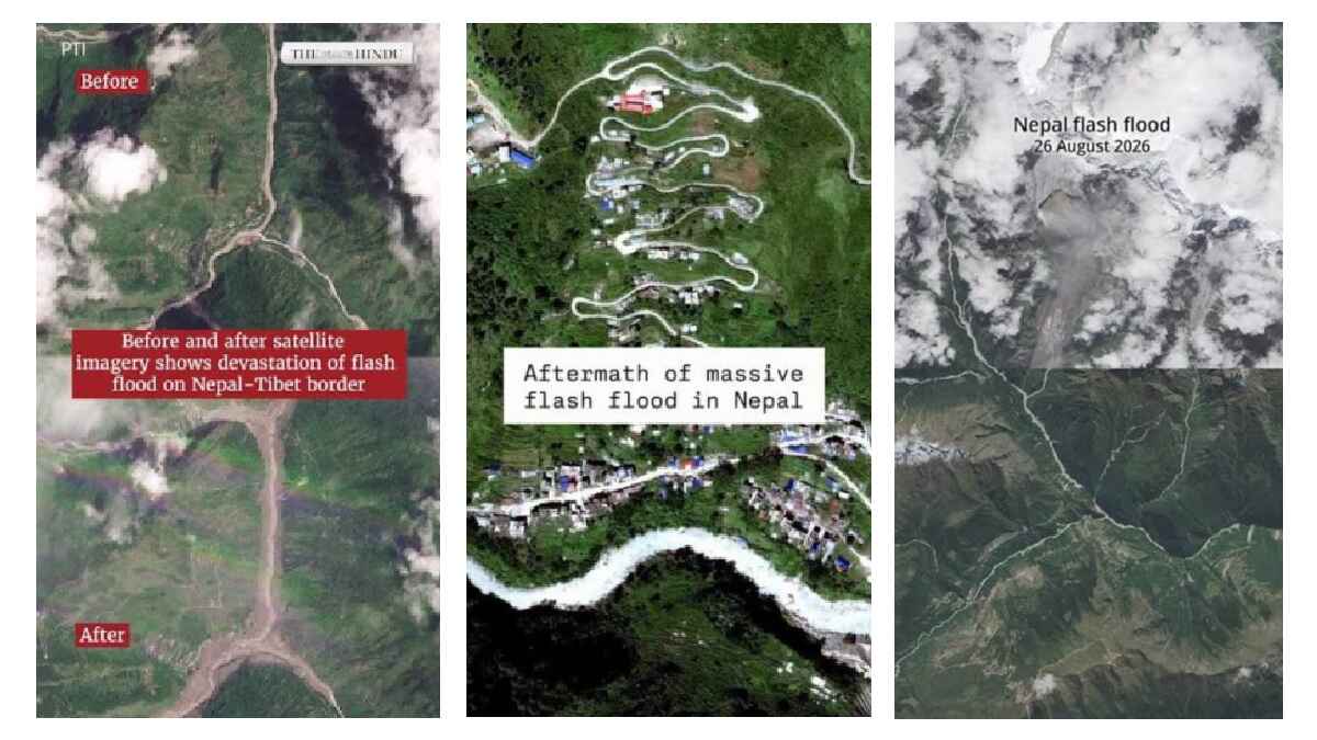 nepal flood, satellite images of flood