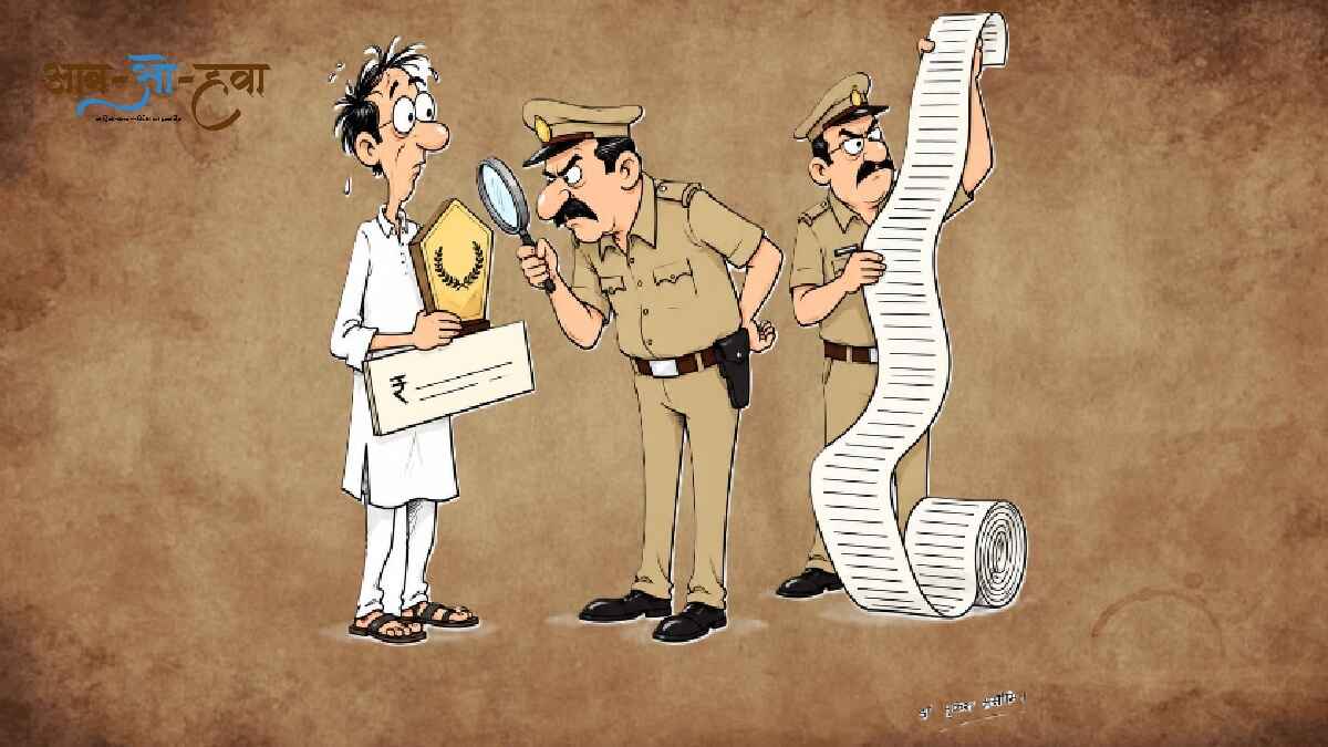 पुरस्कार, पुलिस वेरिफिकेशन, cartoon, mukesh aseemit