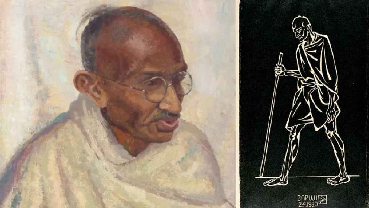 mahatma gandhi, gandhi painting by nandlal bose, painting by Clare Leighton